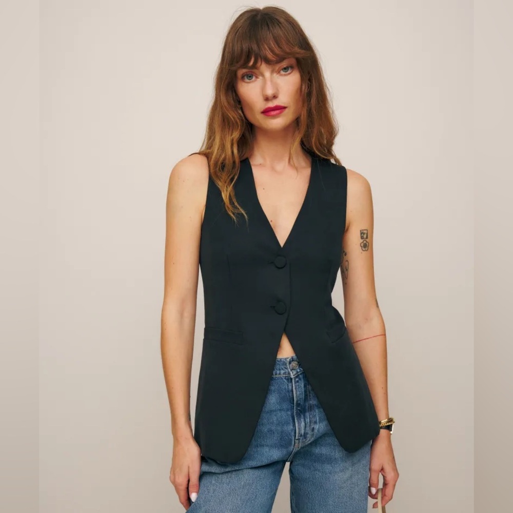 Reformation Casey Vest Black Size Small